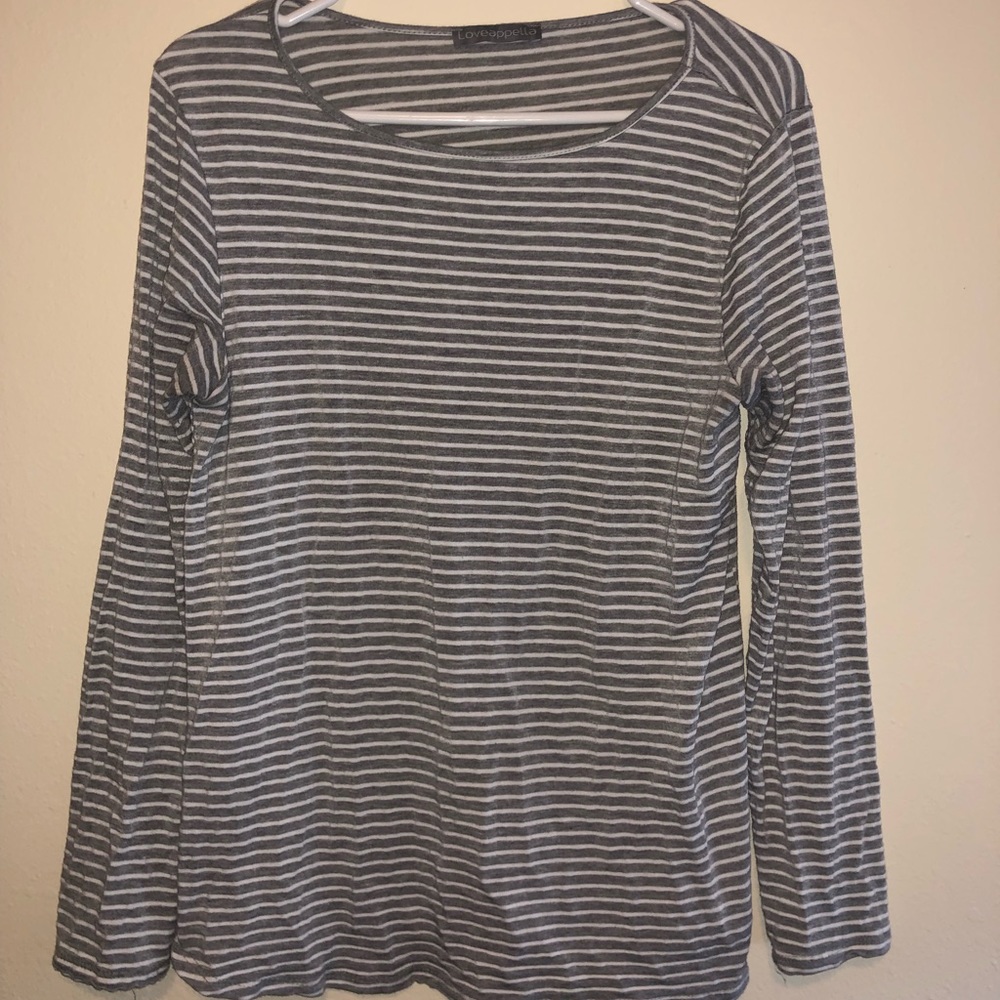 Gray and white long sleeve
